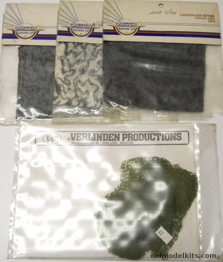 Kurton 1/35 Camouflage Netting Weathered Green / Camo Netting Green / Dark Green / Camo Netting Winter White / Grey / Verlinden ACDA35-001 Camouflage Netting Medium Green - Bagged, KN-2 plastic model kit