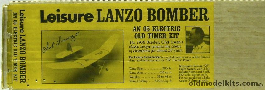 Leisure 1938 Chet Lanzo Bomber - 70.5 Inch Wingspan For R/C plastic model kit