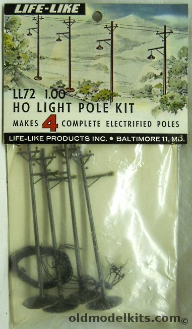 Life-Like 1/87 Electrified Light Pole Kit With Bulbs/Street Lights - HO Scale - Bagged, LL72 plastic model kit