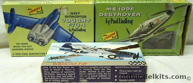 Lindberg 1/72 Vought F7U-1 Cutlass / Lindberg Me-109F Destroyer / Hawk Wildcat F4F - (F7U1), 427 plastic model kit