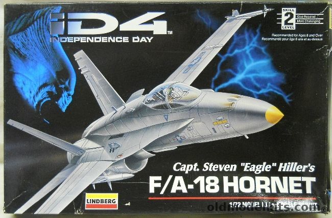 Lindberg 1/72 F/A-18 Hornet from the Movie Independence Day ID4, 77313 plastic model kit