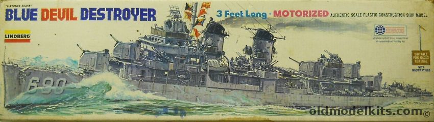 Lindberg 1/125 Blue Devil Fletcher Class Destroyer Motorized For R/C, 815M plastic model kit