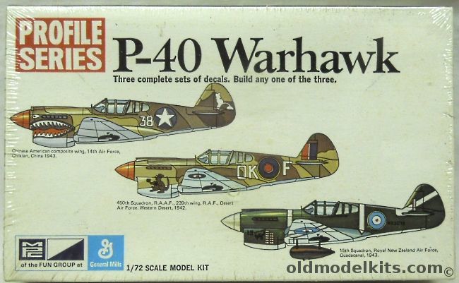 MPC 1/72 P-40 Warhawk Profile Series - Chinese-American Wing 14th AF China 1943 / 450th Sq RAAF 239th Wing 1942 / 15th Sq Royal New Zealand AF Guadalcanal 1943, 2-1114-100 plastic model kit