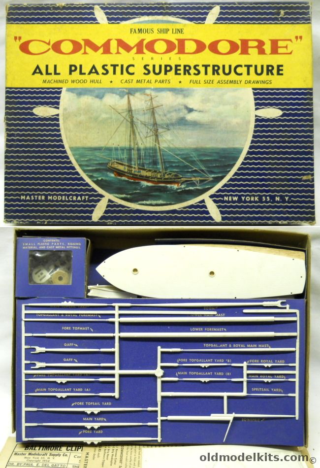 Master Modelcraft Supply Co Baltimore Clipper - Commodore Famous Ship Line - 17 Inch Long And 12 Inch High Highly Prefabricated Wood And Plastic Ship, C-4 plastic model kit