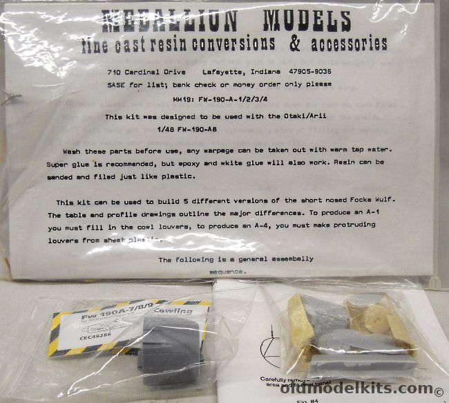 Medallion Models 1/48 MM19 FW-190 A-1/2/3/4 Conversion Kit / The Wurger Mechanic WM002 1/48 FW-190 D-11 Conversion for Tamiya FW-190 D-9 / Cutting Edge CEC48286 FW-190 A-7/9/9 Cowling - Bagged plastic model kit