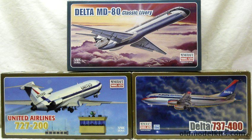 Minicraft 1/144 Boeing 737-400 Delta Airlines / MD-80 Delta Airlines / Boeing 727-200 United Airlines plastic model kit