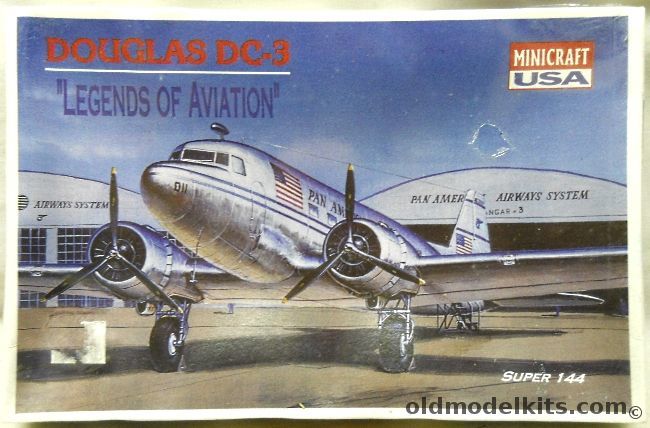 Minicraft 1/144 Douglas DC-3 - Pan Am 1941 / KLM 1939 / Swiss Air 1946, 4434 plastic model kit