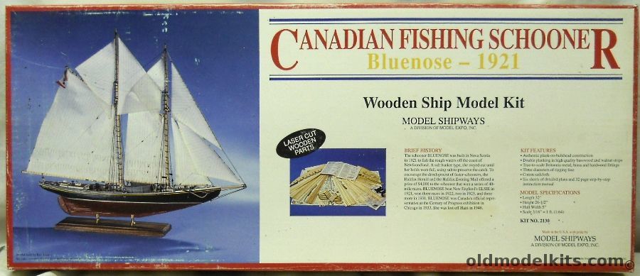 Model Shipways 1/64 Bluenose1921 Fishing Schooner - Laser Cut Wood and Metal Plank-On-Frame Ship Kit, 2130 plastic model kit