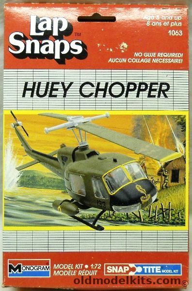 Monogram 1/72 UH-1 Huey Chopper Lap Snaps, 1063 plastic model kit