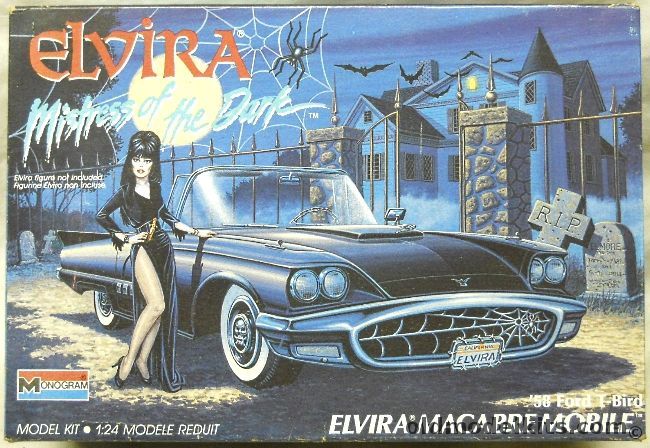 Monogram 1/24 Elvira Mistress Of The Dark Macabre Mobile 1958 Ford Thunderbird Convertible or Hardtop, 2783 plastic model kit