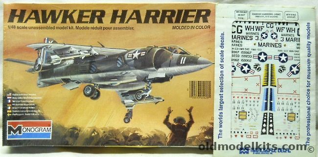 Monogram 1/48 Hawker Harrier AV-8A With Microscale VMA-231 / 513 And 542 Decals - US Marines or RAF, 5420 plastic model kit