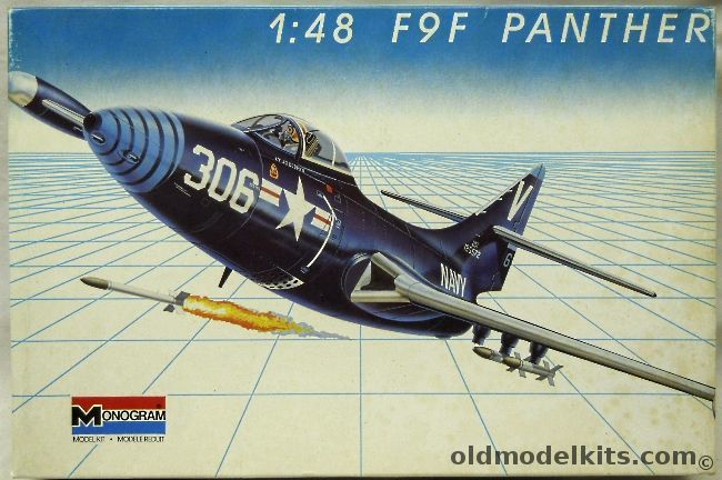 Monogram 1/48 F9F Panther Jet, 5456 plastic model kit