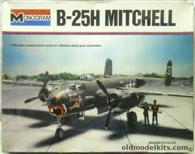 Monogram 1/48 B-25H Mitchell - With Diorama Instructions Plus True Details Wheels / Micro Scale 48-149 and 48-51 Decal Sheets, 5500 plastic model kit