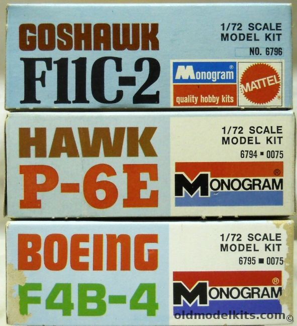 Monogram 1/72 Curtiss Goshawk F11C-2 / P-6E Hawk / Boeing F4B-4 - Blue Box Issues (F11C2 / F4B4), 6796 plastic model kit