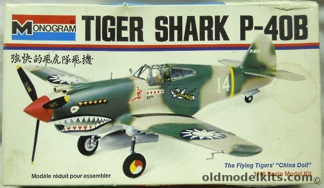 Monogram 1/48 Curtiss P-40B Flying Tigers Tiger Shark - USAAF / RAF / Flying Tigers - White Box Issue, 6803 plastic model kit