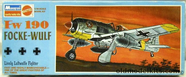 Monogram 1/48 Focke-Wulf FW-190 A-8/R-3 - A-7/R2 - A7/R3 - A-5/U8 - A-8/R1 - A-5/U3 Tropical - Blue Box Issue, 6804 plastic model kit