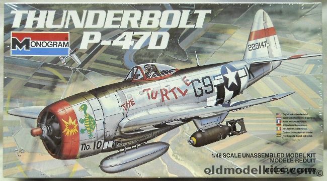 Monogram 1/48 P-47D Thunderbolt - The Turtle 509th FS 405th FG At ex-Luftwaffe Airfield A-64 Near Saint-Dizier September 1944, 6838 plastic model kit
