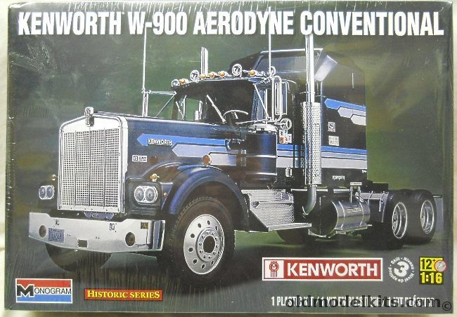 Monogram 1/16 Kenworth W-900 Aerodyne Conventional Semi Tractor Truck, 85-2508 plastic model kit