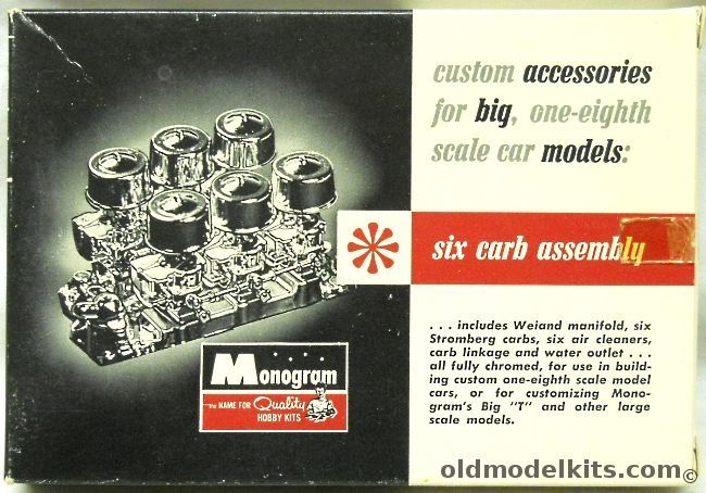 Monogram 1/8 Six Carb And Intake Assembly - Custom Accessories For 1/8 Scale Cars, AK201-59 plastic model kit