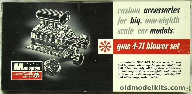 Monogram 1/8 GMC 4-71 Blower Set - Custom Accessories For 1/8 Scale Cars, AK204-79 plastic model kit