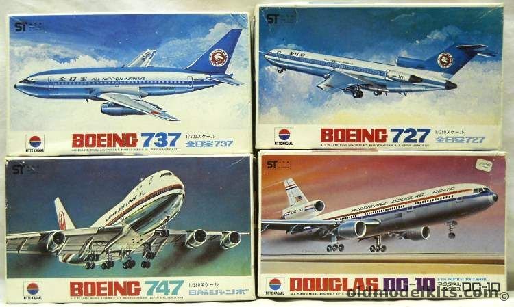 Nitto 1/200 Boeing 737 ANA / 1/280 Boeing 727 ANA / 1/310 Douglas DC-10 Prototype/Demonstrator / 1/380 Boeing 747 plastic model kit