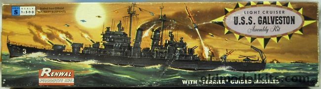 Renwal 1/500 CLG-3 USS Galveston Light Cruiser (Cleveland Class Light Cruiser converted to Galveston Missile Cruiser), S609-129 plastic model kit