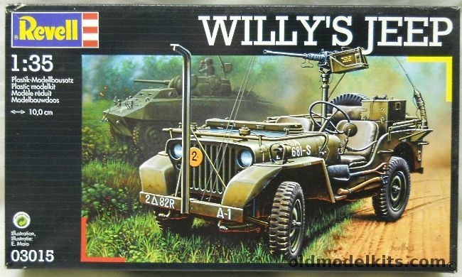 Revell 1/35 Willys Jeep - US Army 82nd Reconnaissance Germany 1945 / 121st Inf. Regiment Hurtgenwald 1944 / 1st Gavalry Div 1945 / HQ Troop 2nd Reconnaissance Sq 1945, 03015 plastic model kit