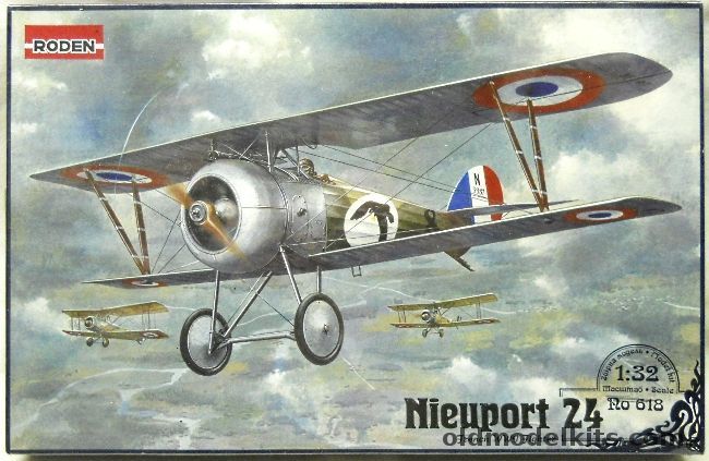 Roden 1/32 Nieuport 24 - William Herisson 11 Victory Ace of Escadrille N.75 1917 / Escadrille N.91 1917 / Lt. Miodrag Tomych Escadrille N.523 Serbia Sept 1917 / Escadrille N.89 1917, RO618 plastic model kit