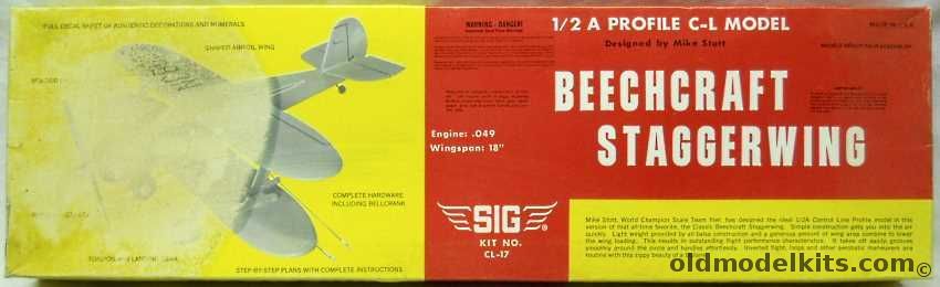 SIG Beechcraft Staggerwing 1/2 A Gas Powered Profile 18 Inch Wingspan Control Line, CL-17 plastic model kit