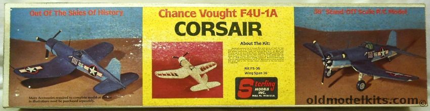 Sterling Corsair F4U-1A - 36 Inch Wingspan RC or Control Line Flying Model (F4U1A), FS-36 plastic model kit