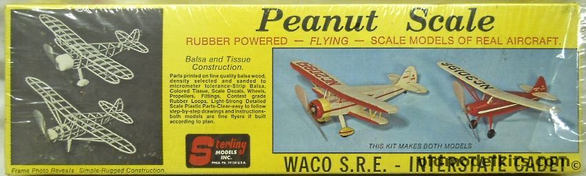 Sterling Peanut Waco SRE and Interstate Cadet - Peanut Scale Flying Model Airplanes, P-3 plastic model kit