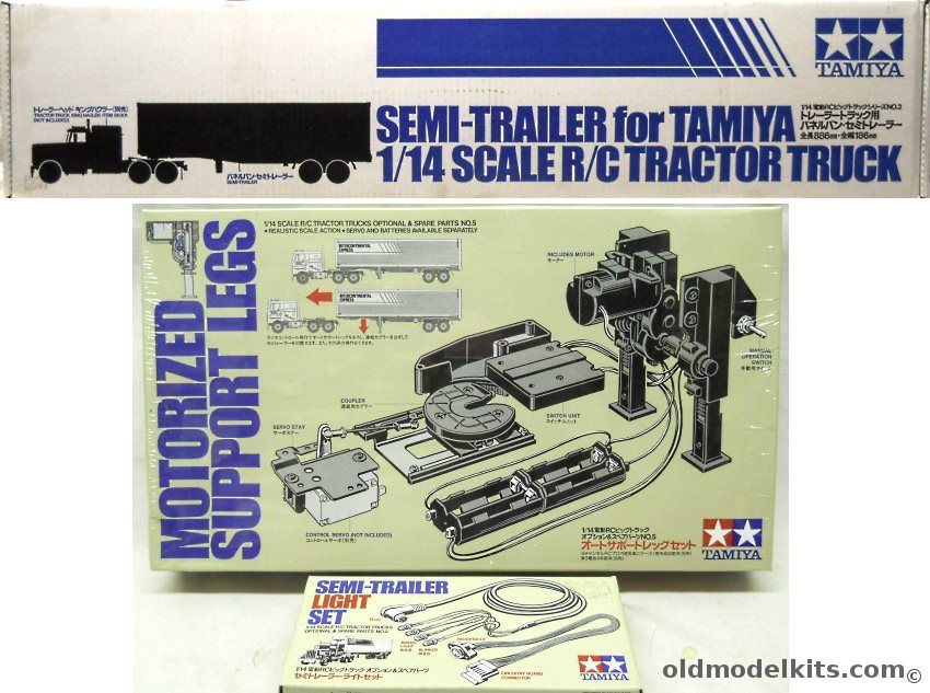 Tamiya 1/14 Semi Trailer For 1/14 Scale Tractor Trucks Plus Motorized Support Legs and Semi-Trailer Light Set, 56302-28800 plastic model kit