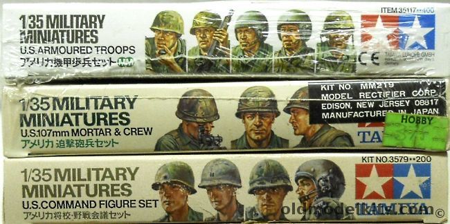 Tamiya 1/35 US Armored Troops / US 107mm Mortar and Crew / US Command Figures Set, 35117 plastic model kit