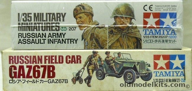 Tamiya 1/35 Russian Army Assault Infantry / Russian Field Car GAZ67B With Combat Crew Of Three, 35207 plastic model kit