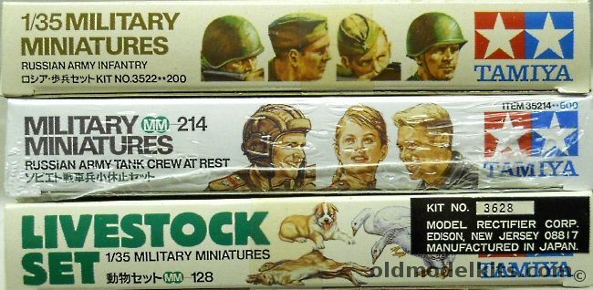 Tamiya 1/35 Russian Army Infantry / Russian Army Tank Crew At Rest / Livestock Set, 3522-200 plastic model kit