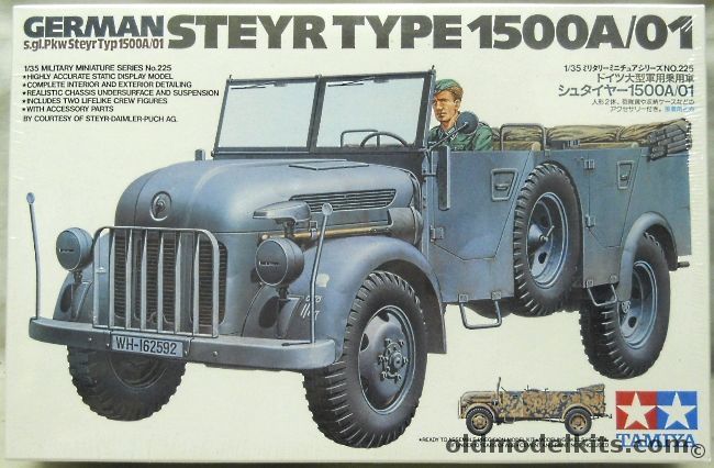 Tamiya 1/35 German Steyr Type 1500A/01 - Herman Goring Division May 1945 Germany / 22nd Infantry Division 22nd AA Battalion 1942 Russia, 35225 plastic model kit