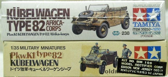 Tamiya 1/35 TWO Pkw.K1 (Type 82) Kubelwagen Volkswagen Jeep - Africa Corps, 35238 plastic model kit