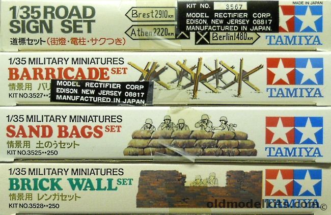 Tamiya 1/35 Road Sign Set / Sand Bag Set / Barricade Set / Brick Wall Set, 3567 plastic model kit