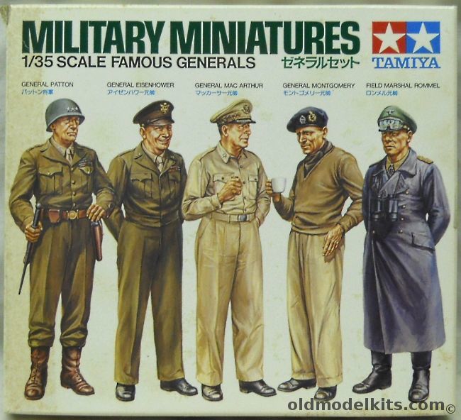 Tamiya 1/35 Famous Generals  General Patton / Eisenhower / McArthur / Montgomery / FM Rommel Figures, 3618 plastic model kit