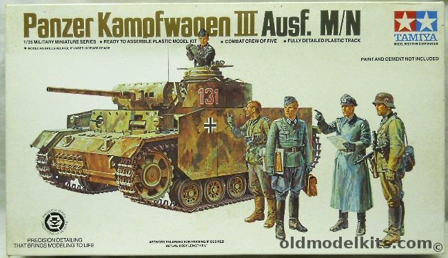 Tamiya 1/35 Panzer Kampfwagen III Ausf. M/N With Combat Crew Of Five, MM-111A plastic model kit