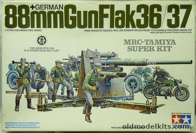 Tamiya 1/35 German 88mm Gun Flak 36/37 - With Zundapp KS750 Motorcycle and Gun Crew, MM-117A plastic model kit