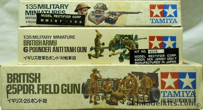 Tamiya 1/35 British Army Infantry / British 6 Pound Anti-Tank Gun With Crew / British 25 pdr Field Gun With Crew, MM107-125 plastic model kit