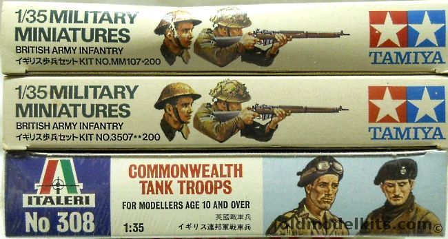 Tamiya 1/35 TWO British Army Infantry / Italeri #308 Commonwealth Tank Troops, MM107 plastic model kit