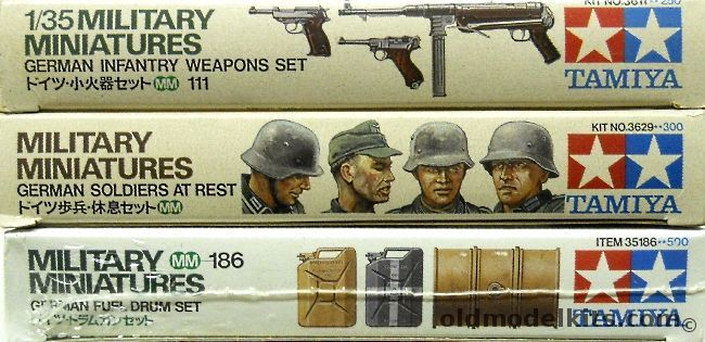 Tamiya 1/35 German Soldiers At Rest / German Infantry Weapons Set / German Fuel Drum Set, MM111 plastic model kit