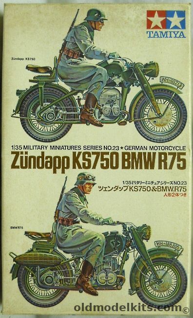 Tamiya 1/35 Zundapp KS750 and BMW R75 Motorcycles, MM123-200 plastic model kit