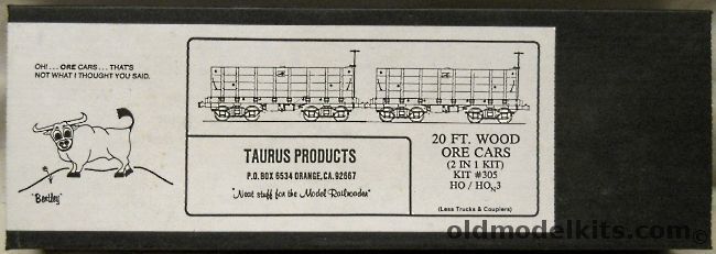 Taurus 1/87 TWO 20 Foot Wood Ore Cars - HO / HOn3 Craftsman KIt, 305 plastic model kit