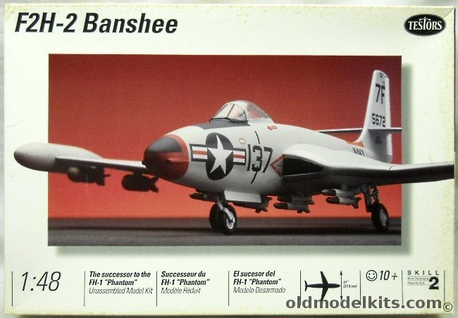 Testors 1/48 McDonnel F2H-2 Banshee - Factory Flight Test Aircraft St. Louis MO 1949 / US Navy Reserve Oakland CA 1957-59 - (F2H2), 522 plastic model kit