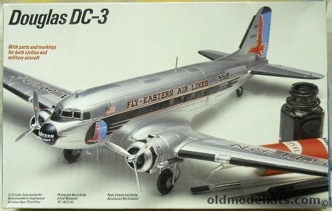 Testors 1/72 DC-3 Eastern Airlines - Or Douglas C-47 Air Rescue Service, 627 plastic model kit