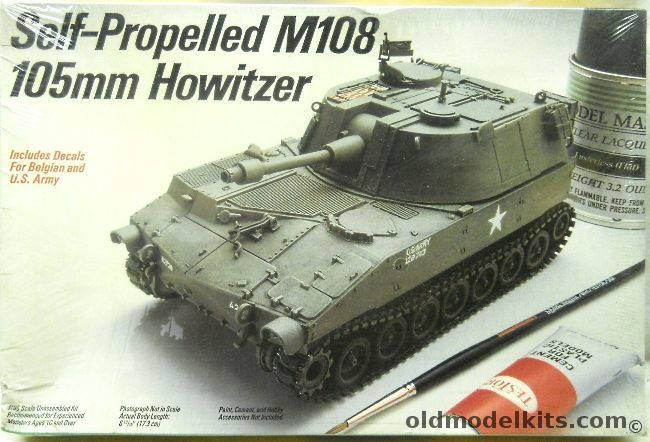 Testors 1/35 Self-Propelled M108 105mm Howitzer - US Amy or Belgium, 818 plastic model kit