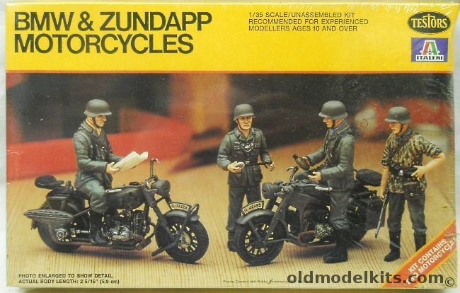 Testors 1/35 BMW And Zundapp Motorcycles And Figures, 852 plastic model kit